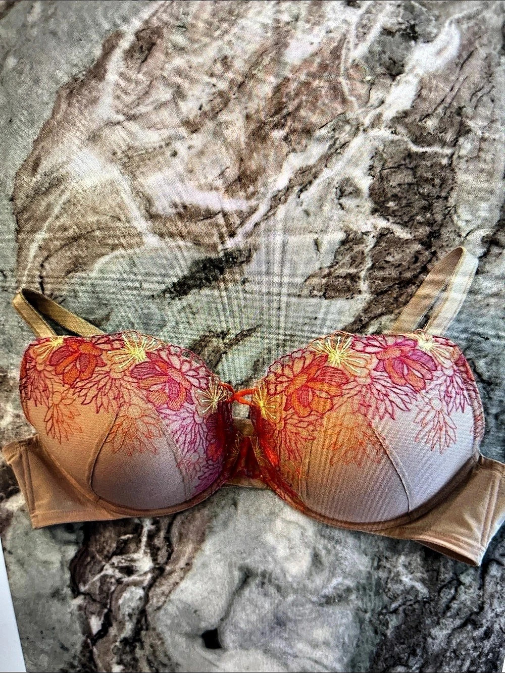 Victoria's Secret Floral Underwire Bra in Pink & Brown